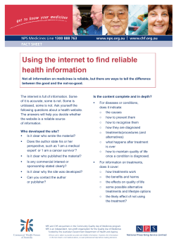 Fact Sheet - Using the internet to find reliable health information