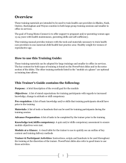 Trainer`s guide - Every Woman NC