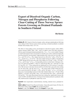 Export of Dissolved Organic Carbon, Nitrogen and Phosphorus