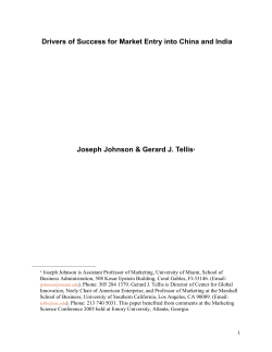 Drivers of Success for Market Entry into China and India Joseph