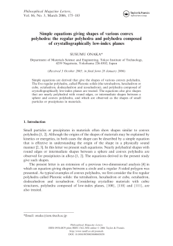 Simple equations giving shapes of various convex polyhedra: the