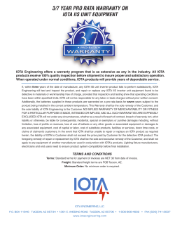 3/7 YEAR PRO RATA WARRANTY ON IOTA IIS UNIT EQUIPMENT