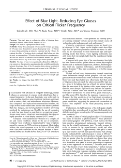 Effect of Blue LightYReducing Eye Glasses on Critical Flicker