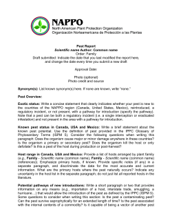 Pest Report Scientific name Author: Common name Order: Family