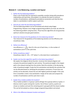 Module 8 &ndash; Line Balancing, Location and layout