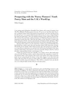 Prospecting with the `Poetry Pioneers`: Youth Poetry Slam and the