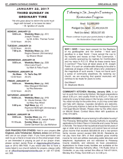 JANUARY 22, 2017 THIRD SUNDAY IN ORDINARY TIME