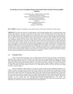 Sea Surface Current Circulation Pattern in the South
