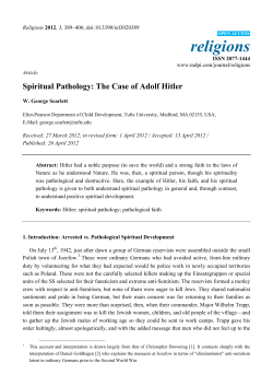 Spiritual Pathology: The Case of Adolf Hitler