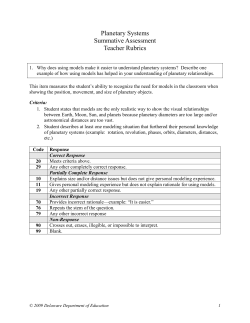 Planetary Systems Summative Assessment Teacher Rubrics