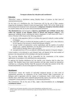 ANNEX European schemes for relocation and resettlement