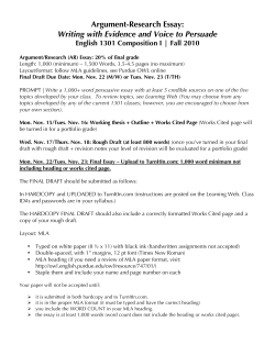 Argument-Research Essay: Writing with Evidence and Voice to