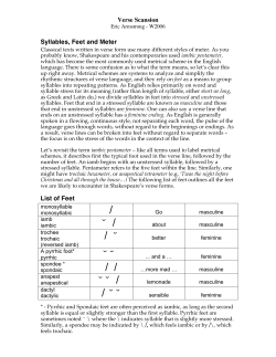 Syllables, Feet and Meter