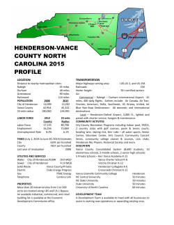 HENDERSON-VANCE COUNTY NORTH CAROLINA 2015 PROFILE
