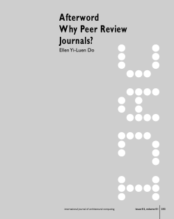 Afterword - Why Peer Review Journals?