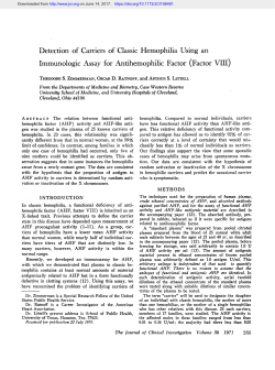 Detection of Carriers of Classic Hemophilia Using an