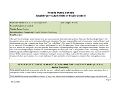 Grade 5 ELA Unit 3 - Roselle Public Schools