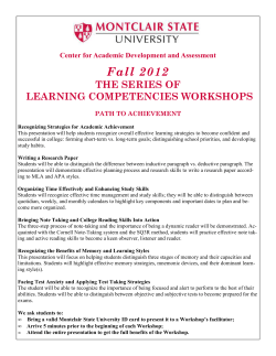 LearningCompetenciesWorkshopsFall 2012