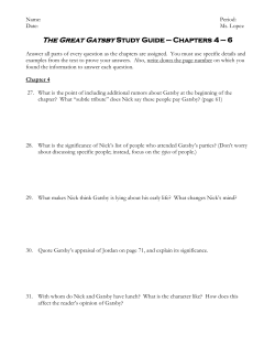 The Great Gatsby Study Guide &mdash; Chapters 4 &mdash; 6