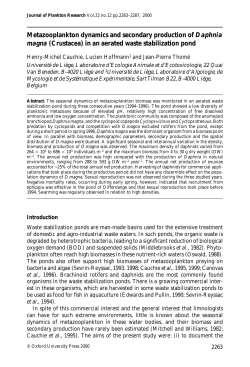 Metazooplankton dynamics and secondary production of Daphnia