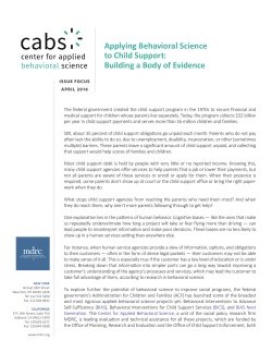 Applying Behavioral Science to Child Support: Building a