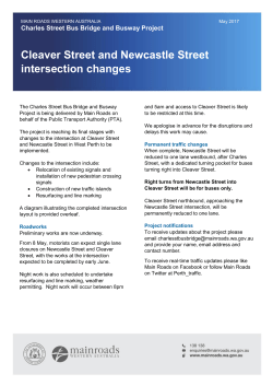 Cleaver Street and Newcastle Street intersection changes