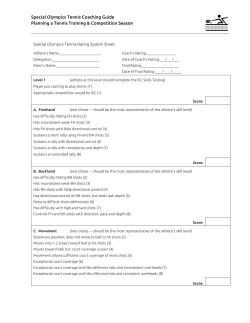 Special Olympics Tennis Coaching Guide Planning a Tennis
