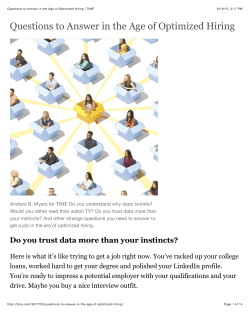 Questions to Answer in the Age of Optimized Hiring
