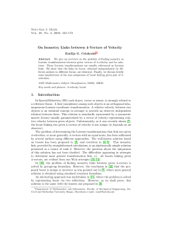 On Isometry Links between 4-Vectors of Velocity 1. Introduction