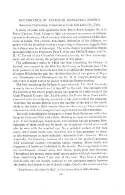 OCCURRENCE OF FELDSPAR REPLACING FOSSILS BnoNsoN