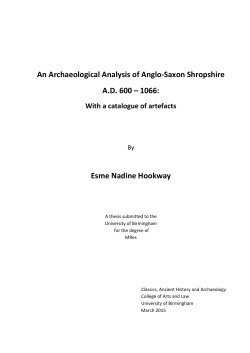 An Archaeological Analysis of Anglo-Saxon Shropshire AD 600-1066