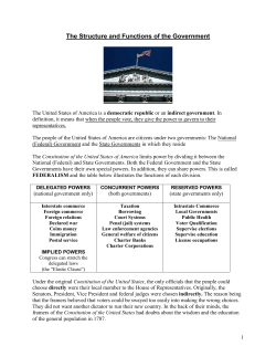 The Structure and Functions of the Government