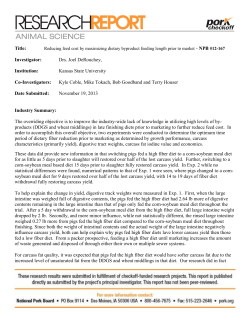 Title: Investigator: Drs. Joel DeRouchey, Institution