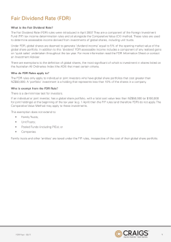 Fair Dividend Rate (FDR) - Craigs Investment Partners