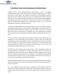 Transatlantic slave trade advantages and disadvantages