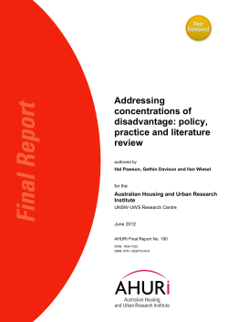Addressing concentrations of disadvantage: policy, practice and