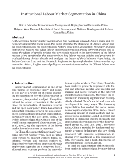 Institutional Labour Market Segmentation in China