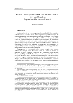 Cultural Diversity and the EC Audiovisual Media