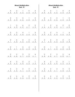 Mixed Multiplication Quiz #1 4 x 5 2 x 3 1 x 2 0 x 5 4 x 3 2 x 3 3 x 4 5