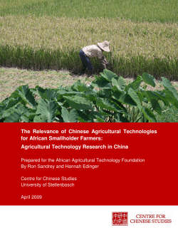 The Relevance of Chinese Agricultural Technologies for African