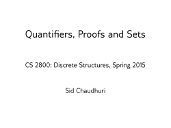 Quantifiers, Proofs and Sets