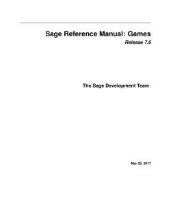 Sage Reference Manual: Games