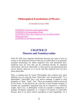 Philosophical Foundations of Physics CHAPTER 23 Theories and