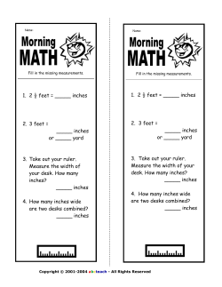 1. 2 &frac12; feet = _____ inches 2. 3 feet = _____ inches or