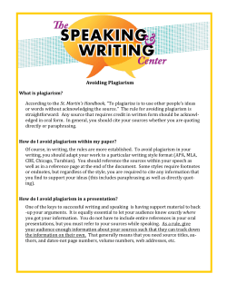 Avoiding Plagiarism