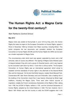 The Human Rights Act: a Magna Carta for the twenty