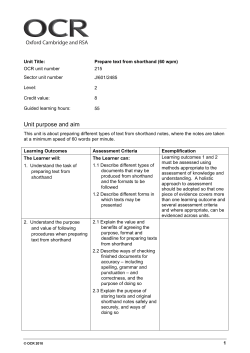 Unit 215 - Prepare text from shorthand - 60 wpm