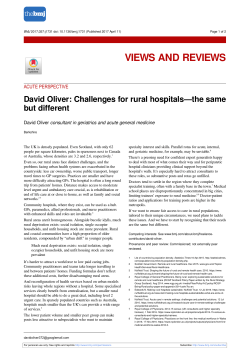 David Oliver: Challenges for rural hospitals&mdash;the same