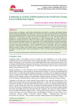 Lumbering as a Factor of Deforestation in the Freshwater Swamp