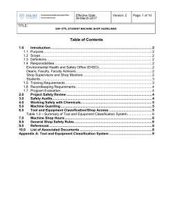 Student Machine Shop Safety Guideline